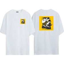 The Wert Unisex Lady Warrıor Ön Arka Baskılı Beyaz Oversize T-Shirt