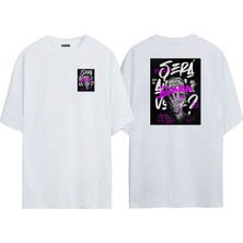 The Wert Unisex Melotom,baka Ön Arka Baskılı Beyaz Oversize T-Shirt