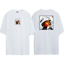 The Wert Unisex Brısseaux Woman With Glasses Ön Arka Baskılı Beyaz Oversize T-Shirt
