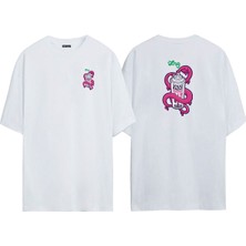 The Wert Unisex Spray Paınt Ön Arka Baskılı Beyaz Oversize T-Shirt