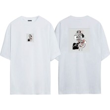 The Wert Unisex Fotografçı Ön Arka Baskılı Beyaz Oversize T-Shirt