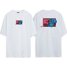 The Wert Unisex Eski Telefon 666 Ön Arka Baskılı Beyaz Oversize T-Shirt