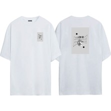 The Wert Unisex Deep Mechanization Ön Arka Baskılı Beyaz Oversize T-Shirt