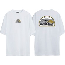 The Wert Unisex Fuckın Busıness Club Ön Arka Baskılı Beyaz Oversize T-Shirt