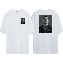 The Wert Unisex Tyler Durden Vesikalık Ön Arka Baskılı Beyaz Oversize T-Shirt