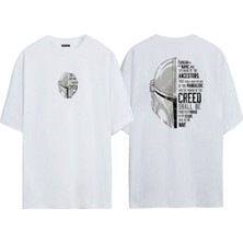 The Wert Unisex Creed Of The Watch Natural Tee Ön Arka Baskılı Beyaz Oversize T-Shirt