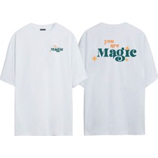 The Wert Unisex You Are Magic Ön Arka Baskılı Beyaz Oversize T-Shirt
