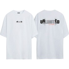 The Wert Unisex Uned Limit Consept Ön Arka Baskılı Beyaz Oversize T-Shirt