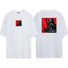 The Wert Unisex Anakin Skywalker Yıldız Savaşları Ön Arka Baskılı Beyaz Oversize T-Shirt