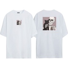 The Wert Unisex Surprise Bıtch Kediyle Selfie Ön Arka Baskılı Beyaz Oversize T-Shirt