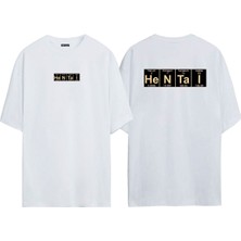 The Wert Unisex He,nita,ı Ön Arka Baskılı Beyaz Oversize T-Shirt