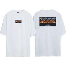 The Wert Unisex The Strongest 4 Elements Dragon Earth Ön Arka Baskılı Beyaz Oversize T-Shirt