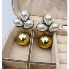 Nilotus Gold Topçuklu Inci Model Retro Model Küpe