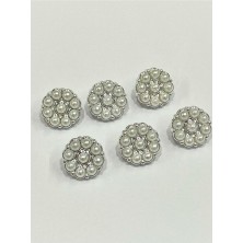Karan Tuhafiye Klasik Incili Model Düğme / Gümüş/metalize(Plastik) / 6 Lı Set / 1,7 cm