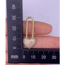 Nilotus Gold Zirkon Taşlı Altın Kaplama Çengel Kalp Küpe