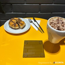 Decorita Cam Bardak Altlığı | 4'lü Takım Füme Cam | 10cm x 10cm