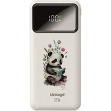 Linkage 10000 Mah Sevimli Yavru Panda Beyaz 22,5 W Hızlı Şarj Özellikli LCD Ekranlı Powerbank