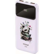 Linkage 10000 Mah Sevimli Yavru Panda Beyaz 22,5 W Hızlı Şarj Özellikli LCD Ekranlı Powerbank