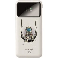 Linkage 10000 Mah Özel Astronot Baskılı Beyaz 22,5 W Hızlı Şarj Özellikli LCD Ekranlı Powerbank