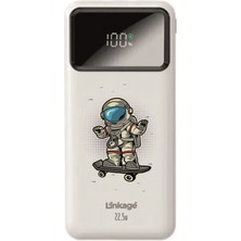 Linkage 10000 Mah Özel Astronot Baskılı Beyaz 22,5 W Hızlı Şarj Özellikli LCD Ekranlı Powerbank