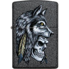 Zippo 211 Wolf Skull Feather Design Çakmak Koleksiyonluk Benzinli Yakıt ve Hediye Seçeneği