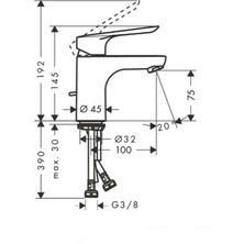 Hansgrohe 71177000 Logis E 70 Lavabo Batarya 71177000