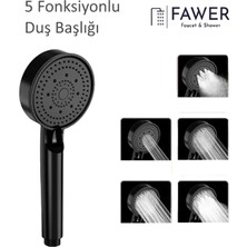 FAWER Faucet & Shower Siyah Sürgülü Duş Seti Banyo Duş Takımı