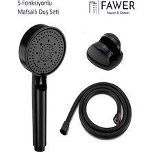 FAWER Faucet & Shower  5 Fonksiyonlu Siyah Mafsallı Duş Seti Duş Başlığı