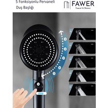 FAWER Faucet & Shower Siyah Turbo 5 Fonksiyonlu Pervaneli Duş Başlığı El Duşu