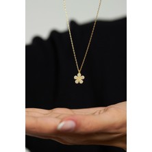 Erdobia Zirkon Taşlı Gold Minimal Papatya Gümüş Kolye