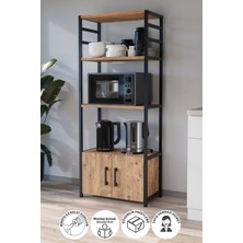 Bofigo Mutfak Standı 2 Kapaklı 4 Raflı Kahve Köşesi Mutfak Rafı Mutfak Bangosu Kolombiya Çam