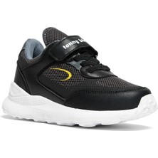 Tonny Black Çocuk Unisex Siyah Füme Sarı Faylon Taban Cırtlı Çocuk Ayakkabı