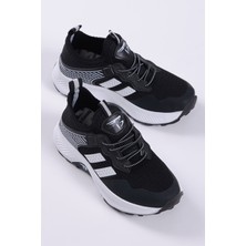 Tonny Black Çocuk  Siyah Beyaz Rahat Kalıp Nefes Alabilen Kumaş Bağcıklı Sneaker