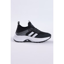 Tonny Black Çocuk  Siyah Beyaz Rahat Kalıp Nefes Alabilen Kumaş Bağcıklı Sneaker