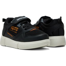 Tonny Black Çocuk Unisex Siyah Portakal Rahat Kalıp Cırtlı Ayakkabı