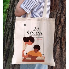 Bk Gift Kişiye Özel Öğretmenler Günü Tasarımlı Kanvas Bez Çanta - 5, Öğretmene Hediye, Öğretmenler Günü