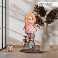 Bk Gift Kişiye Özel Bisiklet Sürücüsü Karikatürlü Büyük Boy Ahşap Biblo-5, Arkadaşa Hediye , Sevgiliye Hediye, Kişiye Özel Biblolar