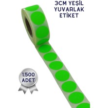 Netsan Etiket 3cm Yuvarlak Etiket 1.500 Adet | Neon Yeşil Renkli Yapışkanlı Yuvarlak Etiket