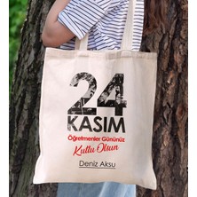 Bk Gift Kişiye Özel Öğretmenler Günü Tasarımlı Kanvas Bez Çanta - 9, Öğretmene Hediye, Öğretmenler Günü