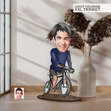 Bk Gift Kişiye Özel Bisiklet Sürücüsü Karikatürlü Büyük Boy Ahşap Biblo-2, Arkadaşa Hediye , Sevgiliye Hediye, Kişiye Özel Biblolar