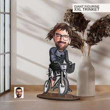 Bk Gift Kişiye Özel Bisiklet Sürücüsü Karikatürlü Büyük Boy Ahşap Biblo-4, Arkadaşa Hediye , Sevgiliye Hediye, Kişiye Özel Biblolar
