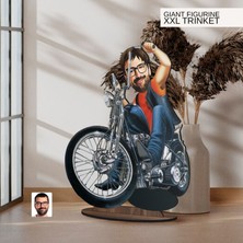 Bk Gift Kişiye Özel Erkek Motorcu Karikatürlü Büyük Boy Ahşap Biblo-5, Arkadaşa Hediye , Sevgiliye Hediye, Kişiye Özel Biblolar