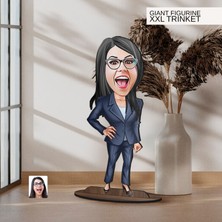 Bk Gift Kişiye Özel Boss Anne Karikatürlü Büyük Boy Ahşap Biblo-4 Arkadaşa Hediye , Sevgiliye Hediye, Kişiye Özel Biblolar