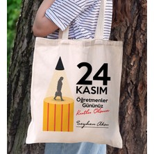 Bk Gift Kişiye Özel Öğretmenler Günü Tasarımlı Kanvas Bez Çanta - 8, Öğretmene Hediye, Öğretmenler Günü