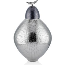 Lamedore Chubby Gümüş Siyah Metal Büyük Kapaklı Küp 30,5X50,5 cm