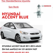 Bosch  Hyundai Accent Blue 2011-2015 Uyumlu Arası Ön Far Ampülü Sarı Renk 60/55W