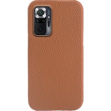 4U Sky Xiaomi Için Redmi Note 10 Pro Max 4g Litchi Doku Manyetik Telefon Kılıfı Orijinal Inek Deri+Pc Cover-Brown (Yurt Dışından)