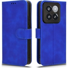 4U Sky Xiaomi 14 Pro Phone Case Şok Geçirmez Pu Deri Cüzdan Yumuşak Cep Telefonu Kapak Mavisi (Yurt Dışından)