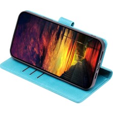 4U Sky Xiaomi 14 Pro Vaka Magnetic Toka Telefon Kabuğu Pu Deri Buzağı Dokusu Telefon Kapak Baby Mavi (Yurt Dışından)