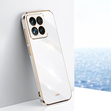 4U Sky Xiaomi 14 Pro Için Kapak Elektraplatma Altın Edge Tpu Anti-Sracratch Telefon Vaka-Beyaz (Yurt Dışından)